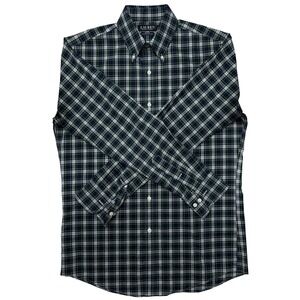 Ralph Lauren Slim Fit Black Label Shirt Green Plaid Non-Iron Stretch 15.5 34/35